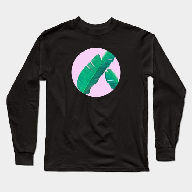 Banana Palm Leaves Long Sleeve T-Shirt by Vin Zzep
